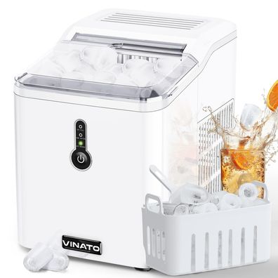 VINATO Eiswérfelmaschine Defekt 12 kg/24h 9 Wérfel in 9 Min Ice Maker Weiß