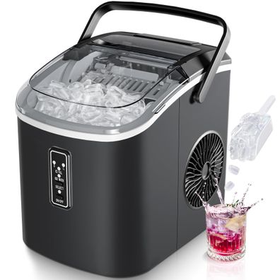 EUHOMY Eiswérfelmaschine 12 kg/Tag 9 Wérfel in 6 Min Schwarz kompakt