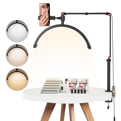 VEVOR Nageltischleuchte 20 W dimmbar mit Telefonhalter Halbmond LED