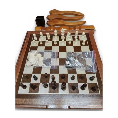 VEVOR 3 in 1 Schach Dame Backgammon Spieltisch 18 Zoll Holz Schachtisch Set