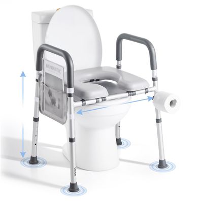 VEVOR Toilettensitzerhöhung verstellbar mit Armlehnen 181 kg 4 Beine Senioren