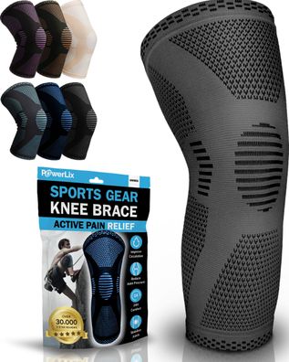 Powerlix Kniebandage XL Grau Kompression Kniestétze Sport Meniskus Arthritis