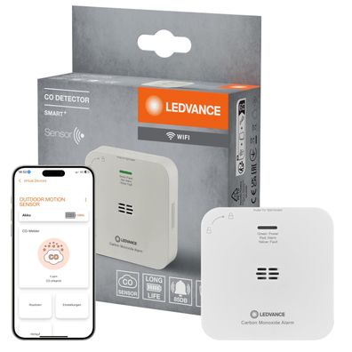 Ledvance SMART+ Kohlenmonoxidmelder WLAN EN 50291 CO-Melder Weiß Kunststoff