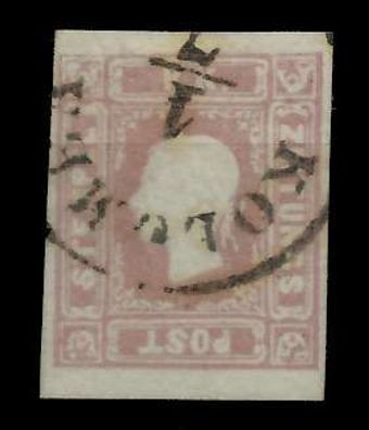 Österreich Zeitungsmarken 1858 Nr 17a gestempelt ATTEST X7C2242
