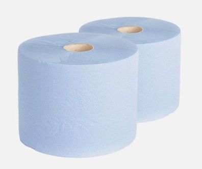 2x Rollen 2-lagig 36 cm breit Putztuch Papier-Rolle blau Putzpapier 1000 Blatt