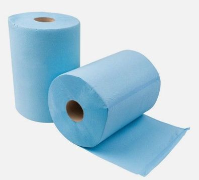 2x Rollen 2-lagig 35 cm breit Putztuch Papier-Rolle blau Putzpapier 1000 Blatt