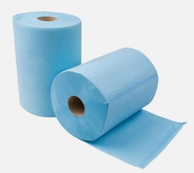 2x Rollen 3-lagig 35 cm breit Putztuch Papier-Rolle blau Putzpapier 500 Blatt