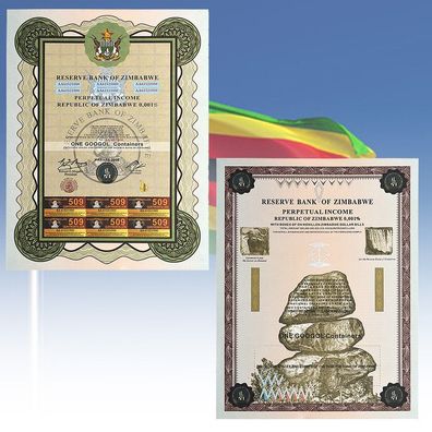 Banknote One Gogool Containers Certificate Zimbabwe Bankfrisch (Zimb2007261)