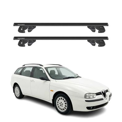 Dachträger Grundtäger für Alfa Romeo 156 Sportwagon 2000-2006 Alu TÜV Schwarz 2x