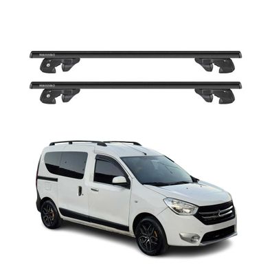 Dachträger Grundtäger für Dacia Dokker 2012-2022 Aluminium 90kg TÜV Schwarz 2tlg