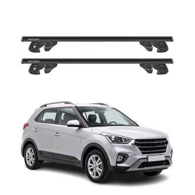 Dachträger für Hyundai Creta / ix25 2014-2018 Pre-FL Alu 90kg TÜV Schwarz 2tlg