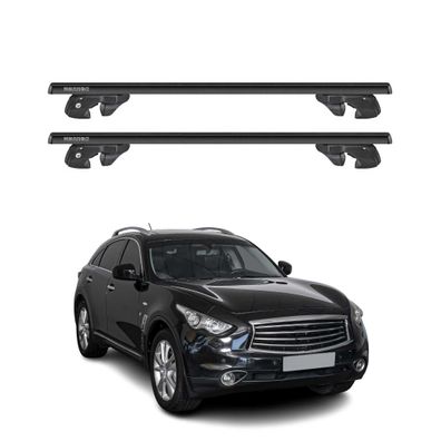 Dachträger Grundtäger für Infiniti QX70 2014-2017 Alu 90kg TÜV Schwarz 2tlg
