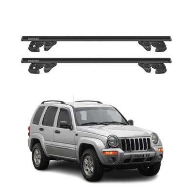 Dachträger Grundtäger für Jeep Cherokee KJ 2002-2004 Pre-FL Alu TÜV Schwarz 2tlg