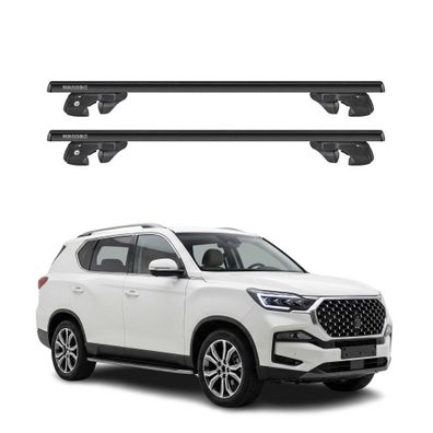 Dachträger Grundtäger für KGM Rexton Sport XL 2024-2026 Alu 90kg TÜV Schwarz 2x