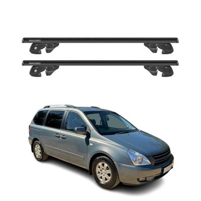 Dachträger Grundtäger für Kia Carnival II 2006-2014 Alu 90kg TÜV Schwarz 2tlg