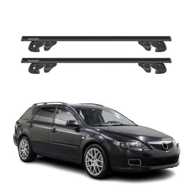 Dachträger Grundtäger für Mazda6 mk1 Kombi 2002-2008 Alu 90kg TÜV Schwarz 2tlg