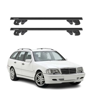 Dachträger Grundtäger für Mercedes C Klasse S202 1993-2000 Alu TÜV Schwarz 2tlg