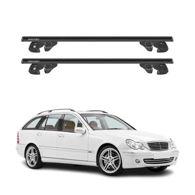 Dachträger Grundtäger für Mercedes C Klasse S203 2001-2007 Alu TÜV Schwarz 2tlg