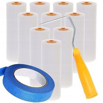 Rosfix Set Farbroller 10x 10 cm + Griff + Malerband 40 mm | PU-Schaum, UV-beständig