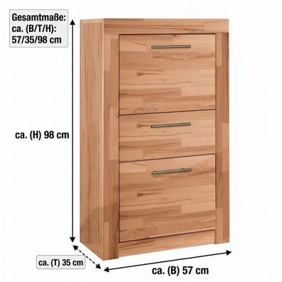 Türenschrank Kernbuche teilmassiv Schubladenkommode Anrichte #1415