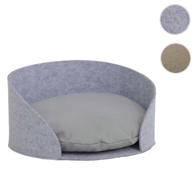 Tierbett HWC-Q61 für Hunde/Katzen, rund mit Kissen, Schlafkorb, Filz Ø39cm