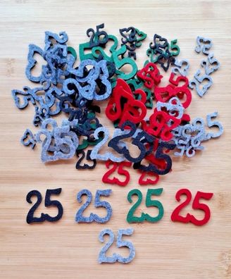 Streudeko 16tlg 25 Geburtstag Jubiläum Tischstreu Deko Filz zum Basteln Verzieren DIY