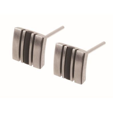 Ohrstecker - Edelstahl Kautschuk - silber/schwarz