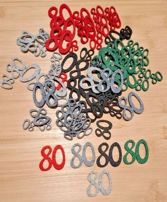 Streudeko 16tlg 80 Geburtstag Jubiläum Tischstreu Deko Filz zum Basteln Verzieren DIY