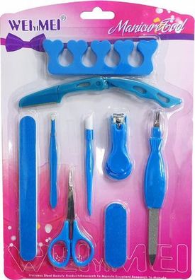 Maniküre-Set Trimmer Schere Feile Pinzette Nagelknipser Blau