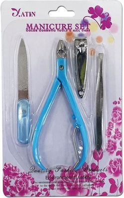 Nagel Maniküre Set Nagelknipser Feile Pinzette blau