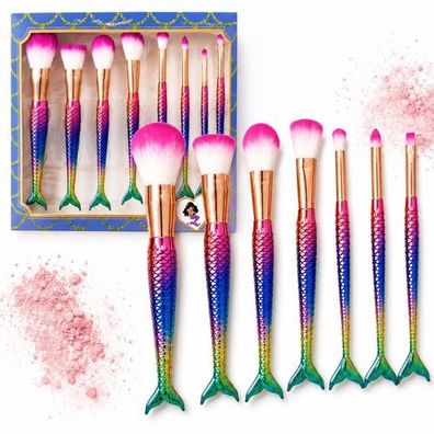 Meerjungfrauen-Pinselset im Regenbogen-Design, Make-up-Pinsel für das Gesicht