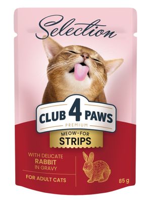 CLUB 4 PAWS KATZE Beutel 85 g Selection Streifen mit Kaninchen in Soße
