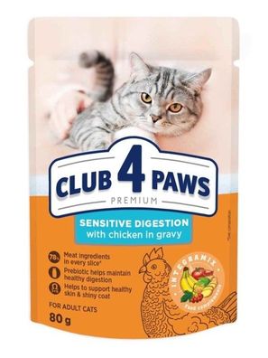 CLUB 4 PAWS KATZE Beutel 80 g Sensitive Digestion