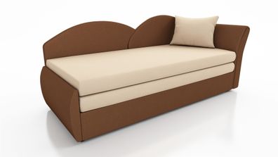 Sofa Schlafsofa inklusive Bettkasten ALINA / L- Stoff Alova Braun / Creme