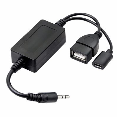 P14 Audio Adapter Kabel 3.5mm AUX auf USB A + Micro B, Auto Musik Adapter