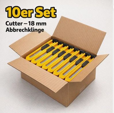 10x Cutter Messer 18 mm mit Abbrechklinge 130A - Cuttermesser Kartonschneider