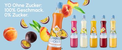 YO Zuckerfrei Sirup Probierset 6 Flaschen je 0,7 L Orange, Holunder, Zitronen Limette