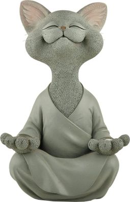 Wunderliche graue Katzen-Buddha-Meditationsstatue für drinnen und draußen, Gartendeko