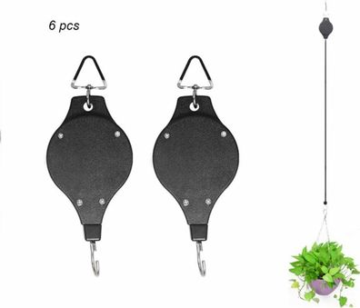 Einziehbarer Blumentopfhaken, 6 Stück Blumenkorb-Haken Seilrolle Ampelaufzug Pflanzen