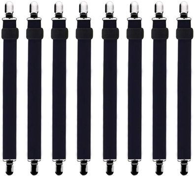 Verstellbare Bettlakenspanner, 8 Stück Elastische Bettlakenspanner, Schwarz Betttuchs