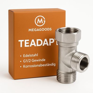 T-Adapter G1/2 Edelstahl 3-Wege Verteiler Ventil Dusche WC DE