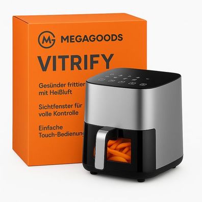 Airfryer 5L Heißluftfritteuse mit Touch Display Sichtfenster DE