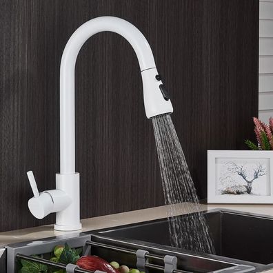 weiß Küchenarmatur ausziehbar mit Dusche 360° Wasserhahn Küchenarmatur