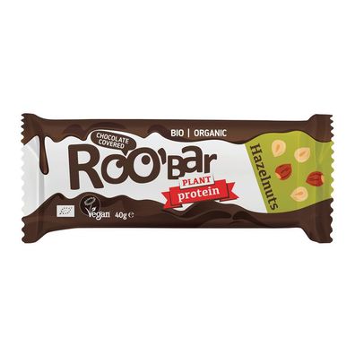 6x ROO´BAR Roobar Protein Haselnuss mit Schokoladenüberzug, 40g, glutenfrei 40g