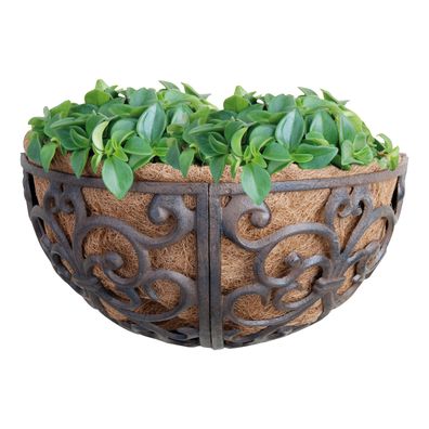 Esschert Design Hängetopf Pflanz-Wandkorb Blumenampel Gusseisen mit Kokoseinlage