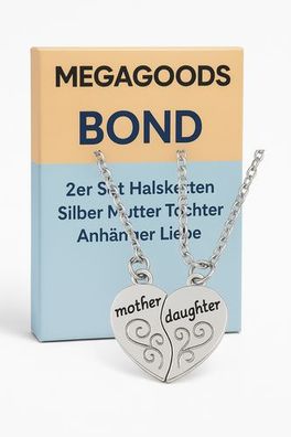 2er Set Halsketten Silber Mutter Tochter Anhänger Liebe Schmuck DE