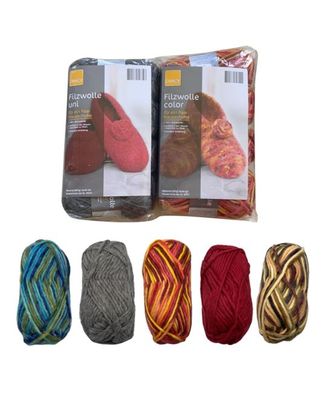 4x50g Filzwolle 100% Schurwolle Merinowolle Wolle Garn Hausschuhe (4,98€/100g)