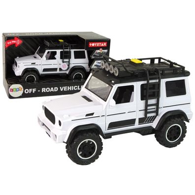 LeanToys Geländewagen Spielzeugauto Weiß mit Licht und Sound 1:14