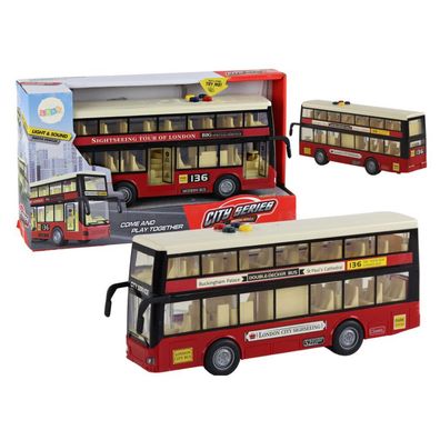 LeanToys Doppeldecker Stadtbus mit Licht und Sound Rot 1:16