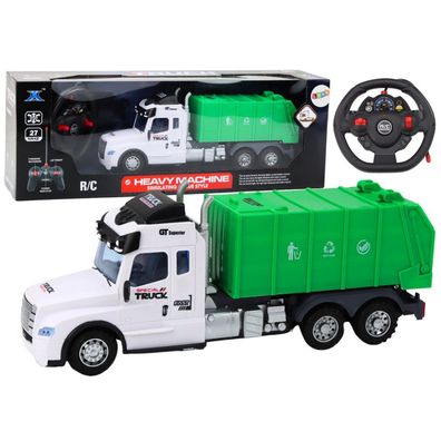 LeanToys Ferngesteuerter Müllwagen RC grün mit Licht und Geräuschen